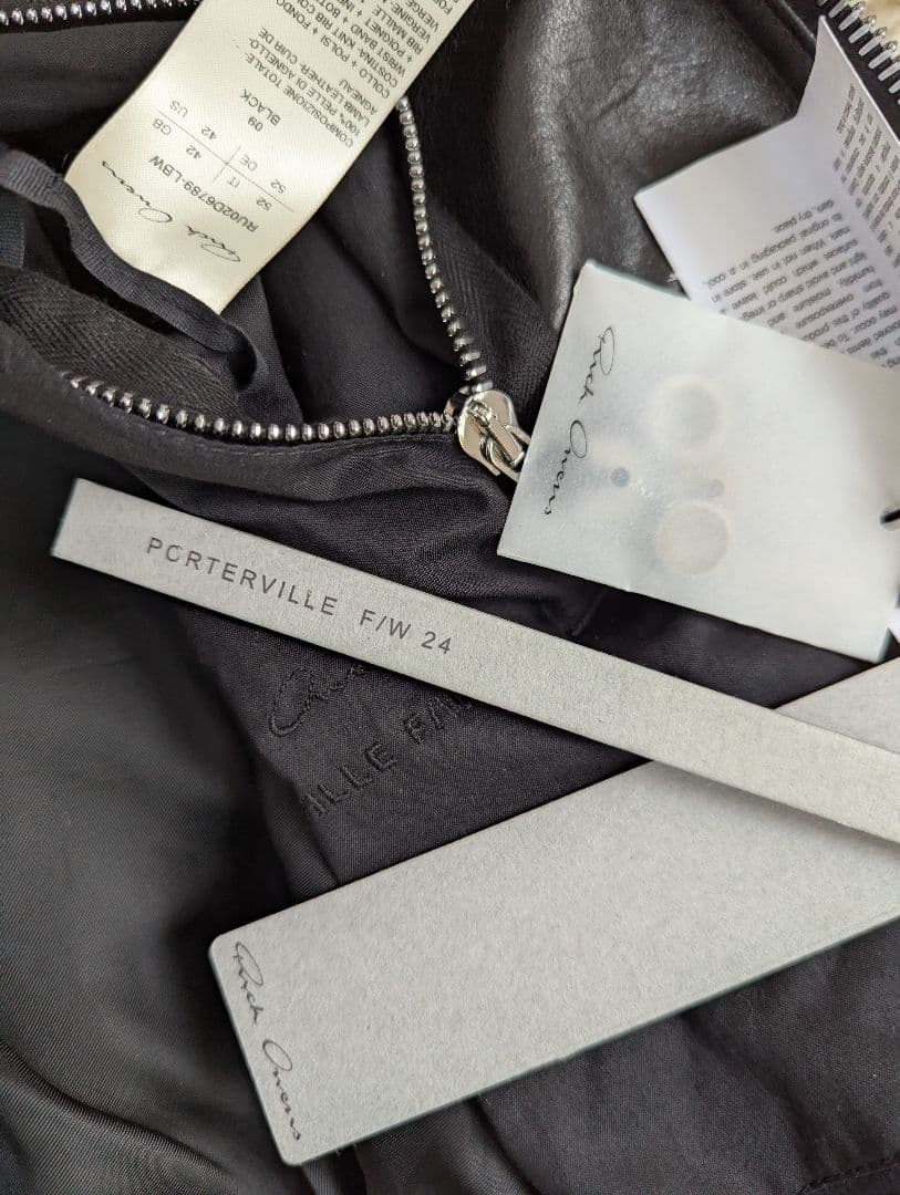 新品　2024F/W　リックオウエンス　クラシック　フライト　レザージャケット