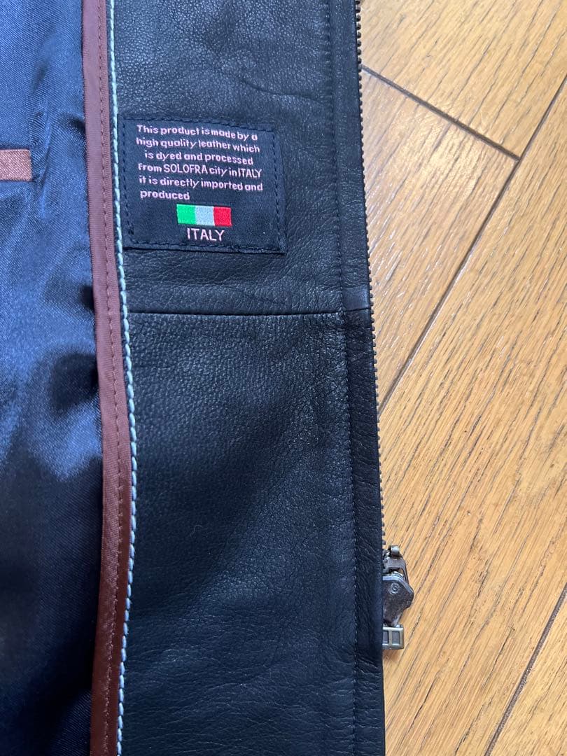 メンズ革コート　ショートシングルコート　鹿革　イタリア革