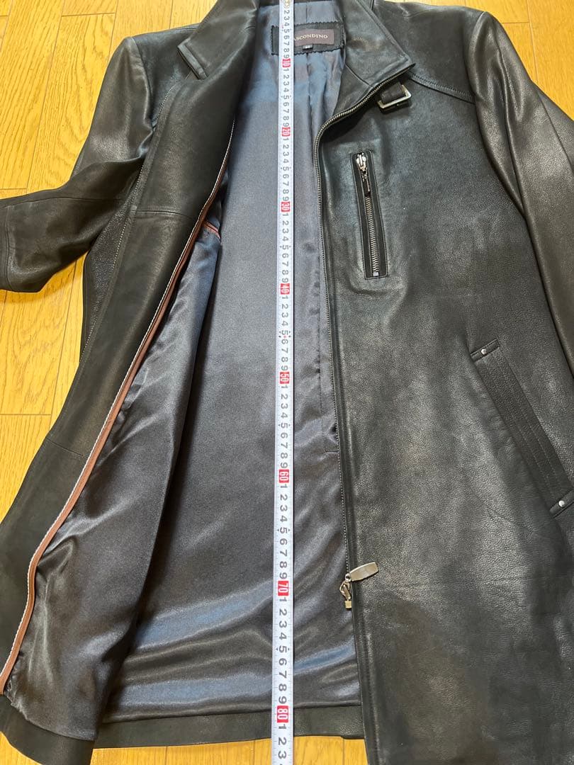 メンズ革コート　ショートシングルコート　鹿革　イタリア革