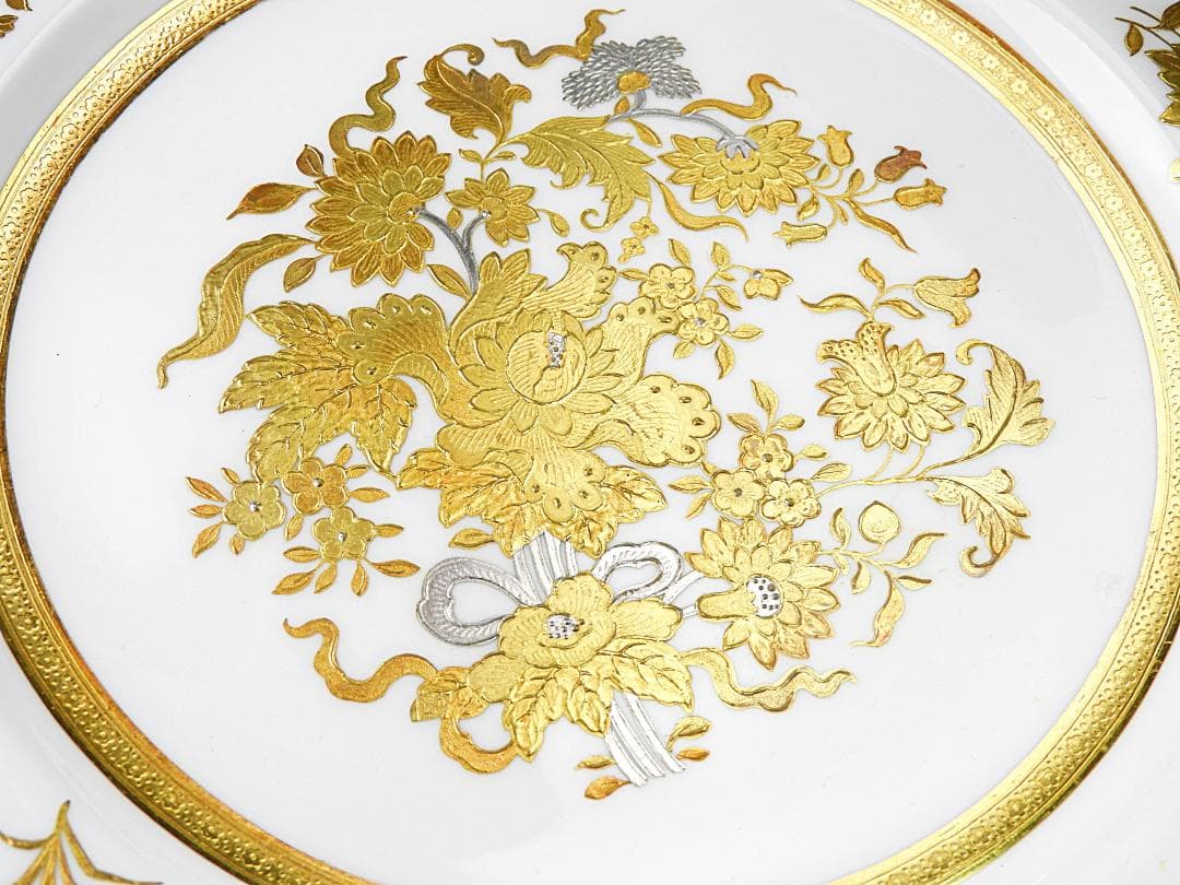 ミントン ティファニー特注 金彩プラチナ キャビネット プレート