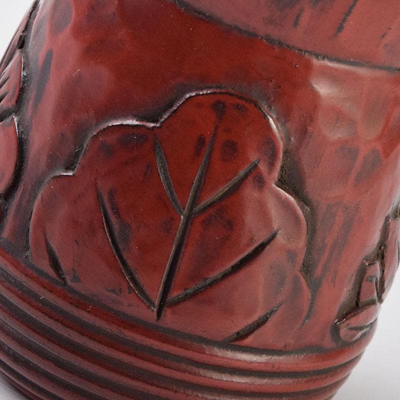 佐藤宗岳　鎌倉彫　花葉文　楊枝入　共箱　V　R9253