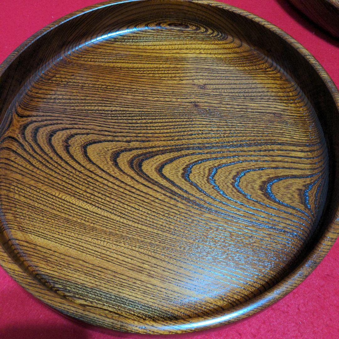 欅　くり抜き　丸盆　２個セット