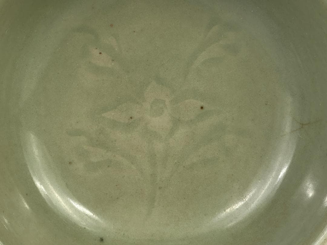 中国美術　元〜明時代　龍泉窯　青磁花卉文鉢　碗　古物保証　唐物　時代