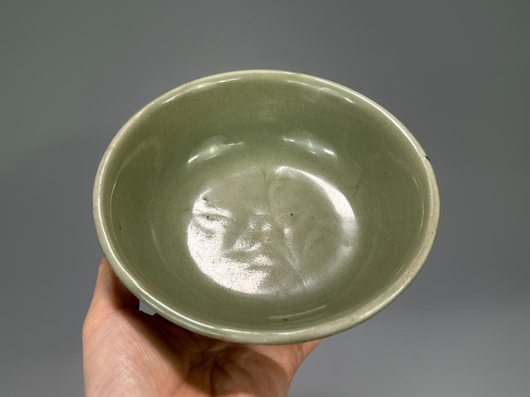 中国美術　元〜明時代　龍泉窯　青磁花卉文鉢　碗　古物保証　唐物　時代