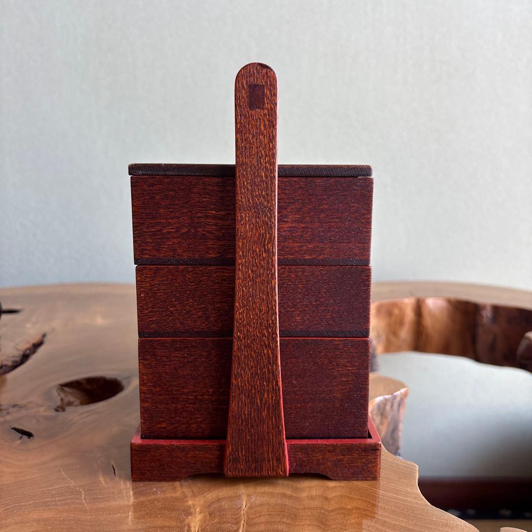 名門 平安 みの屋 美濃屋 木製 手提重箱 古道具 弁当箱 菓子器 共箱