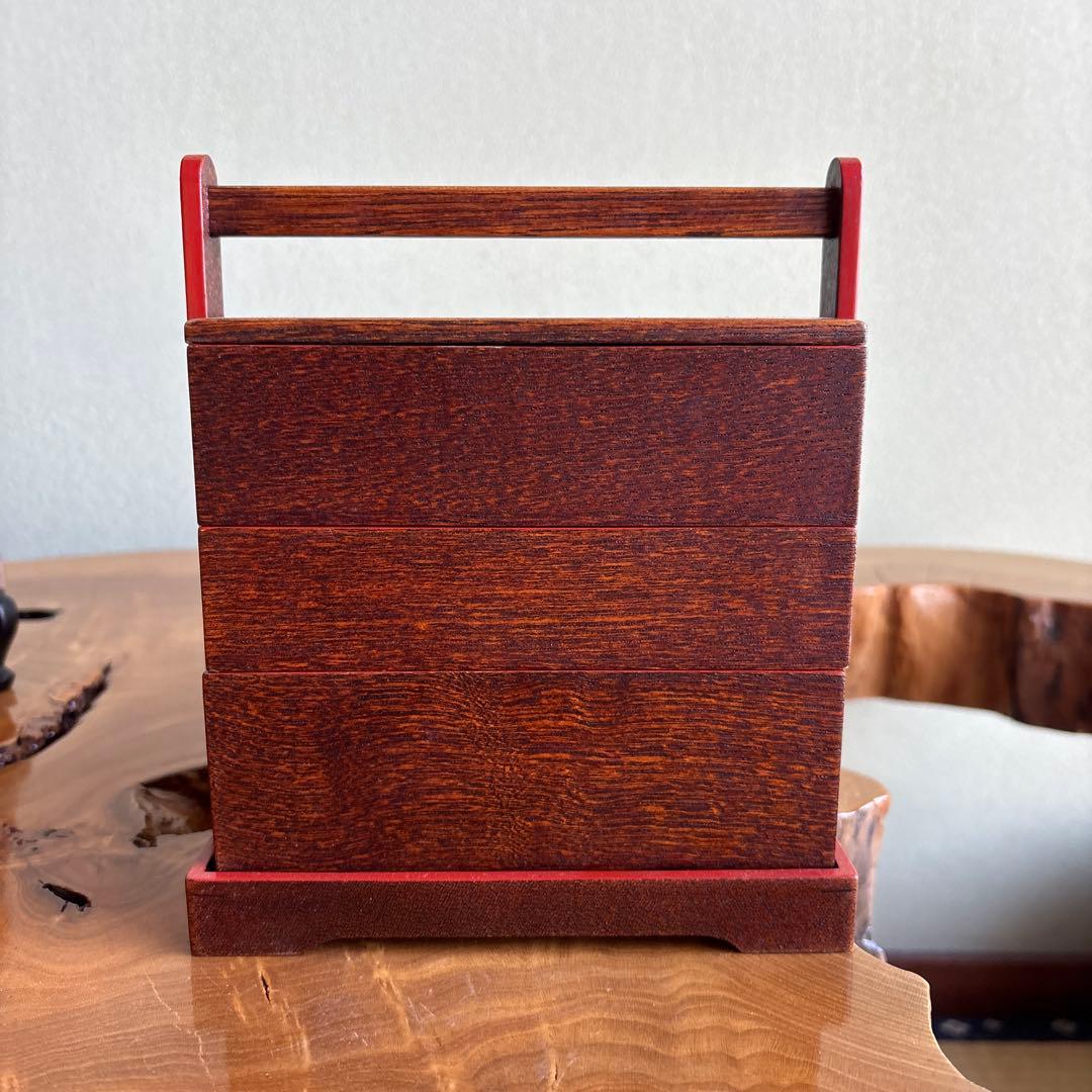 名門 平安 みの屋 美濃屋 木製 手提重箱 古道具 弁当箱 菓子器 共箱