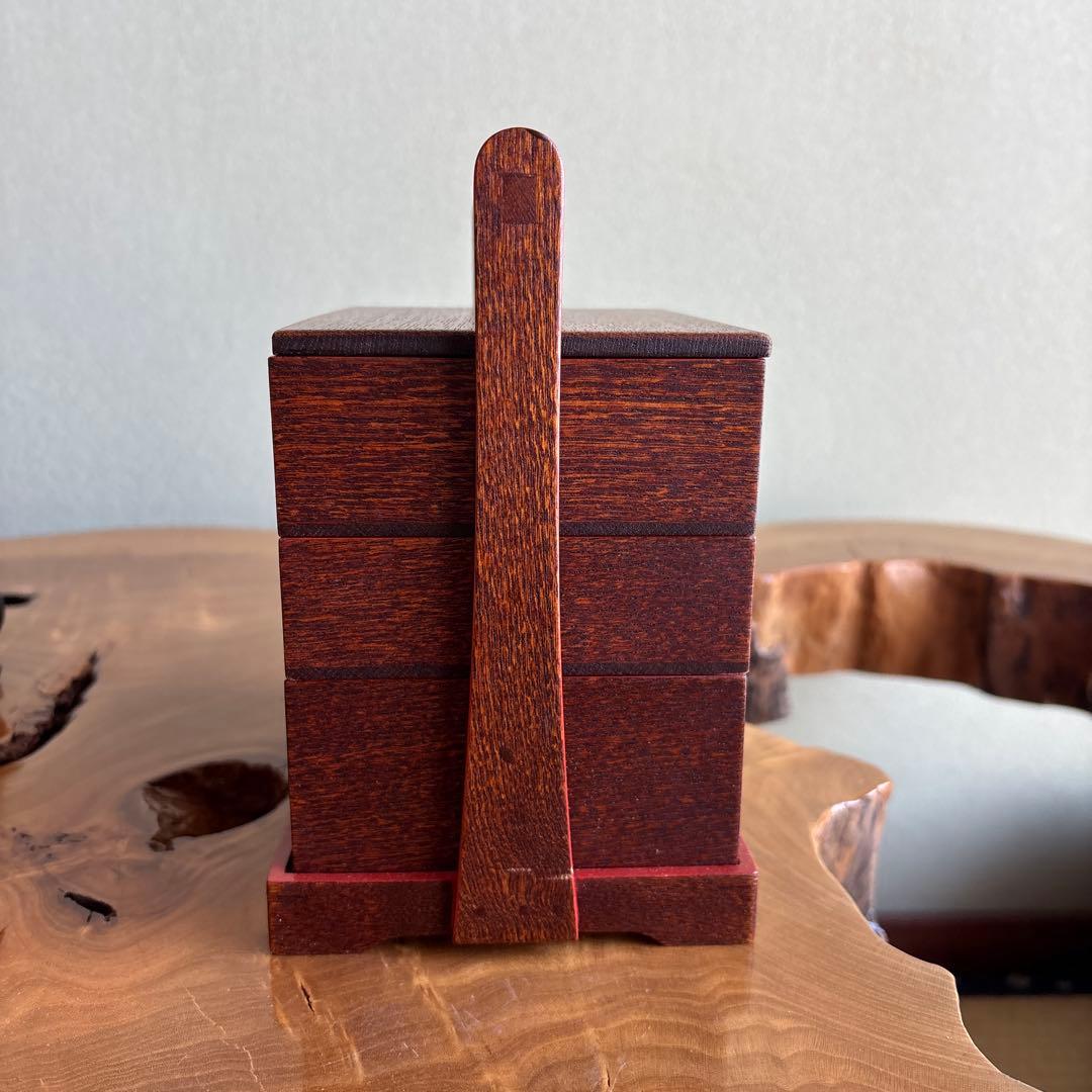 名門 平安 みの屋 美濃屋 木製 手提重箱 古道具 弁当箱 菓子器 共箱