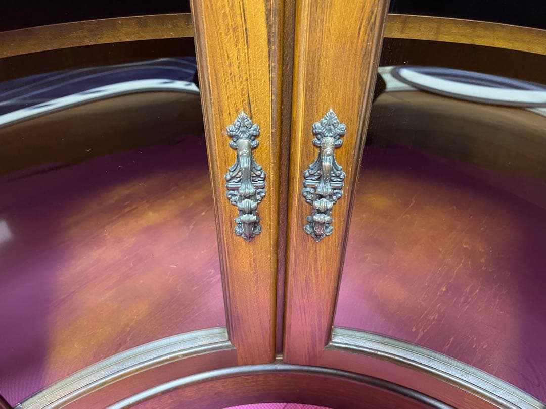 カリモク木製コーナーキャビネット ガラス扉付き