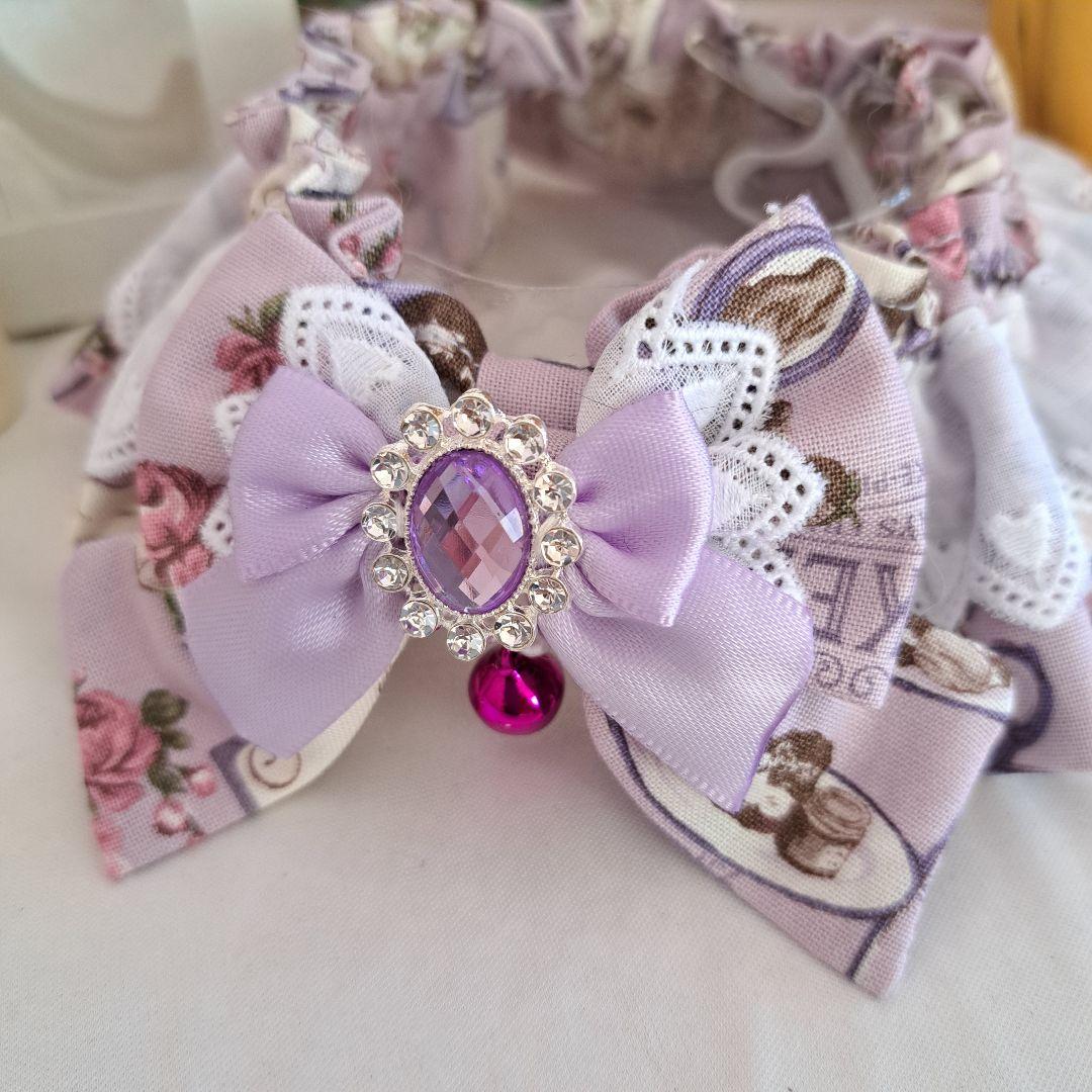 幅広シュシュ、ハロウィン限定、スイートロリータ(パープル)わんちゃん猫ちゃん用