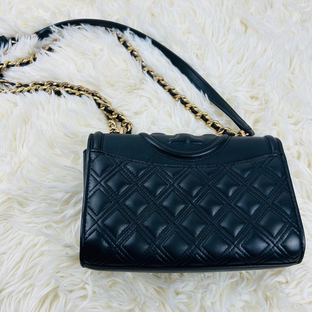 トリーバーチ＊キルティング クロスボディ ゴールドチェーン レザーブラック