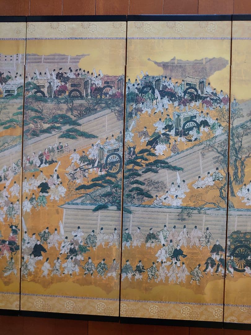 明正天皇　御即位行幸図六曲屏風　狩野探幽　複製画（デジタル工芸印刷）