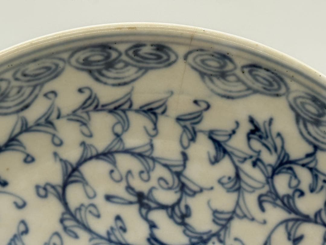 中国　染付　花卉紋高台皿　送料込み260122