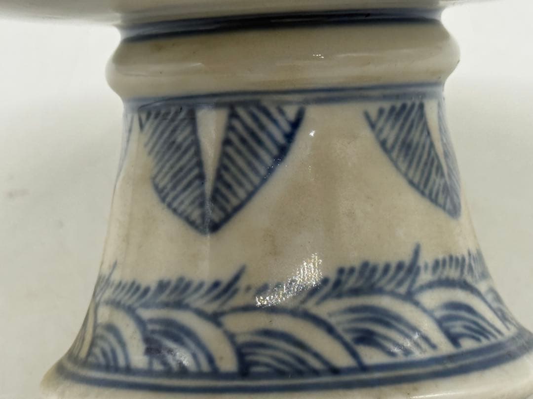 中国　染付　花卉紋高台皿　送料込み260122