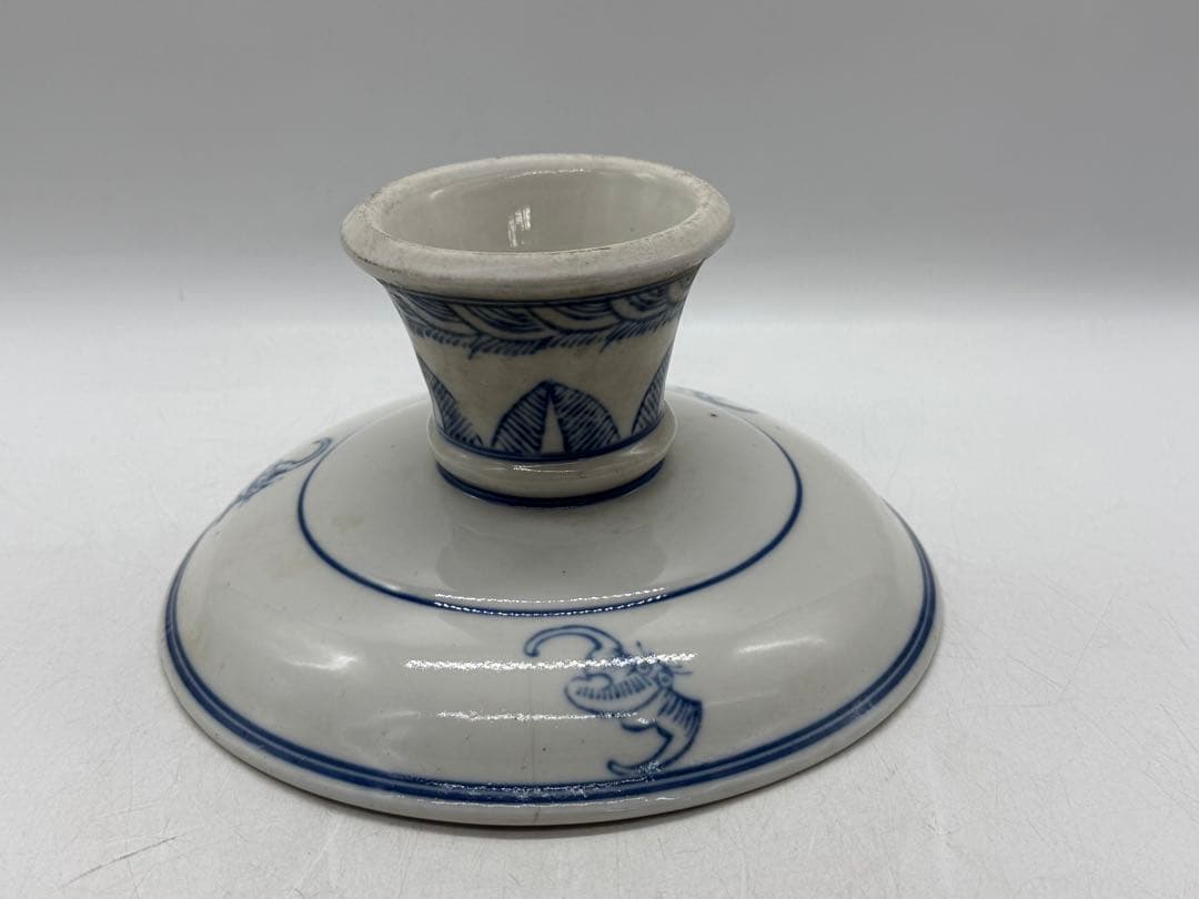 中国　染付　花卉紋高台皿　送料込み260122