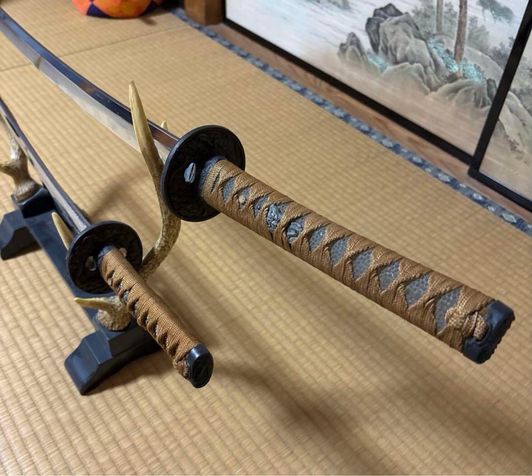 模造刀　刀装具　日本刀　居合刀　鹿の角 鹿角置台セット