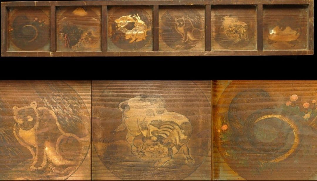 江戸時代 無銘 作者不明 彩色絵馬 干支図 蛇 虎 板絵 奉納