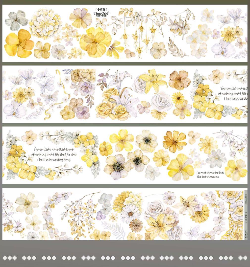 海外マスキングテープ巻売り 小花黄 フラワー 人物マスキングテープ