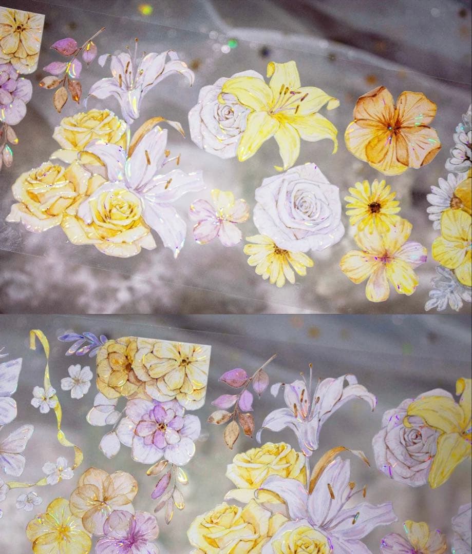 海外マスキングテープ巻売り 小花黄 フラワー 人物マスキングテープ