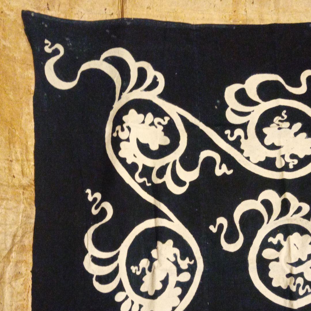 風呂敷　古布　骨董　筒描き　唐草　藍染　藍