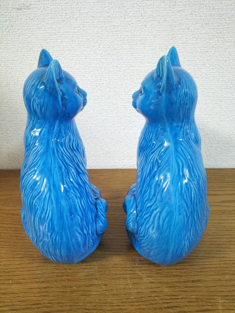 昭和レトロ　かわいいブルー 猫 ２体　最終値下げ