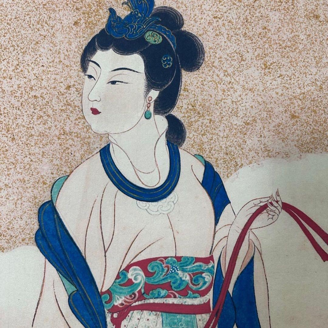 張大千 蟠桃献寿 三尺中堂 掛け軸｜証書付き｜中国人物画