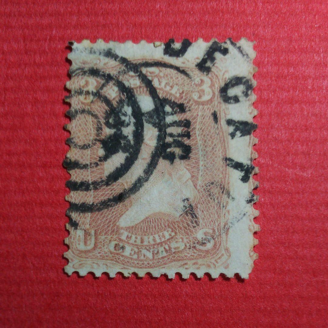 米国アンティーク切手 1861年 使用済 ジョージ・ワシントン 3￠切手