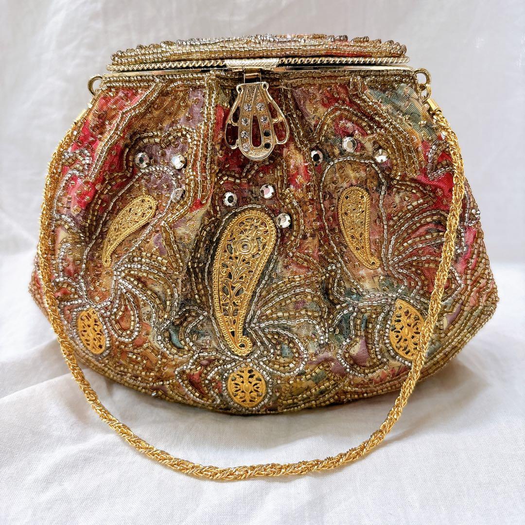 激レア品✨アンティークバッグ　高級　ビーズバッグ　パーティーバッグ　ハンドバック