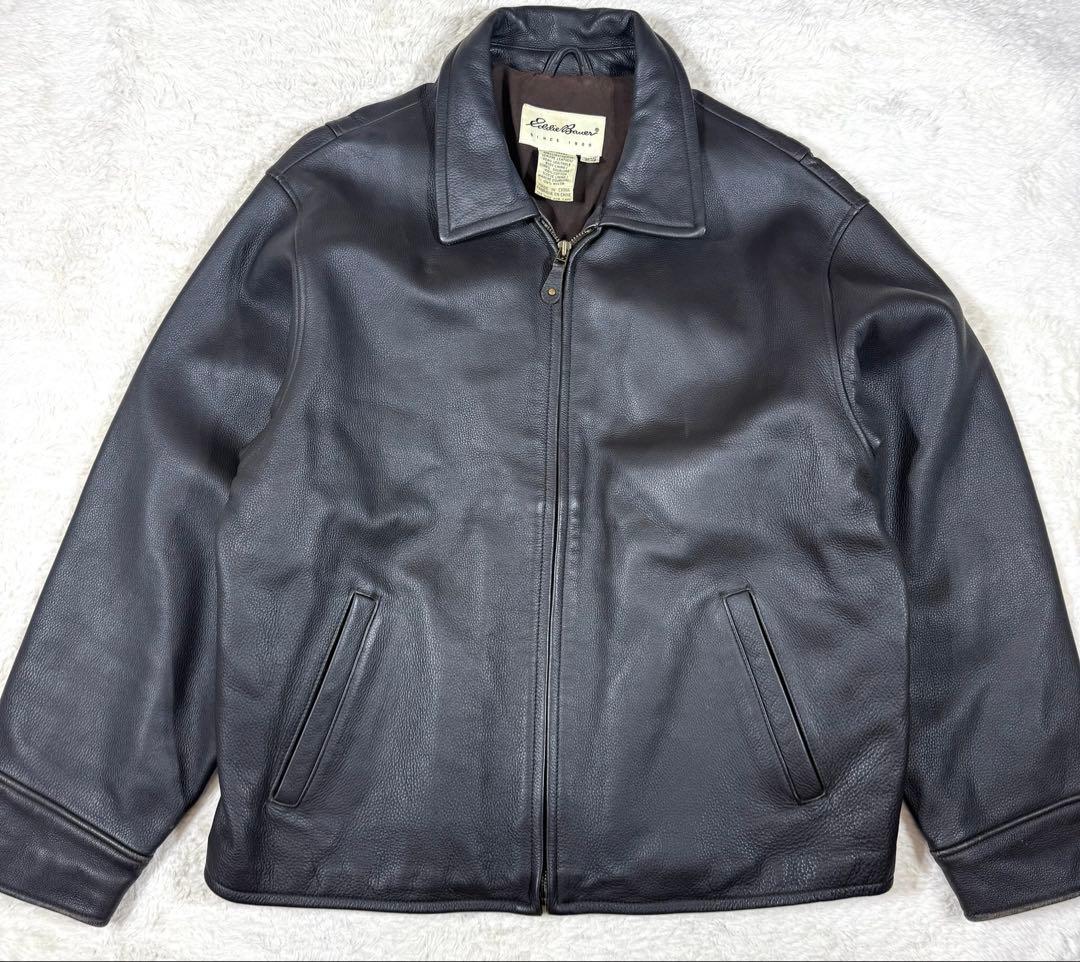 エディーバウアー 白タグ レザージャケット 本革 ダークブラウン 90s