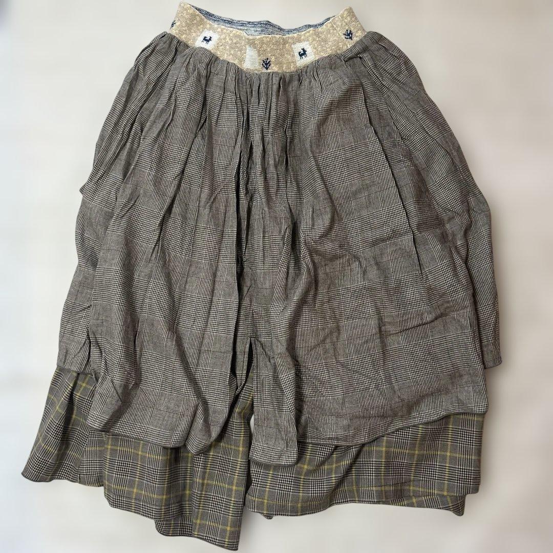 キャピタルチェック柄ガウチョパンツ 膝下丈