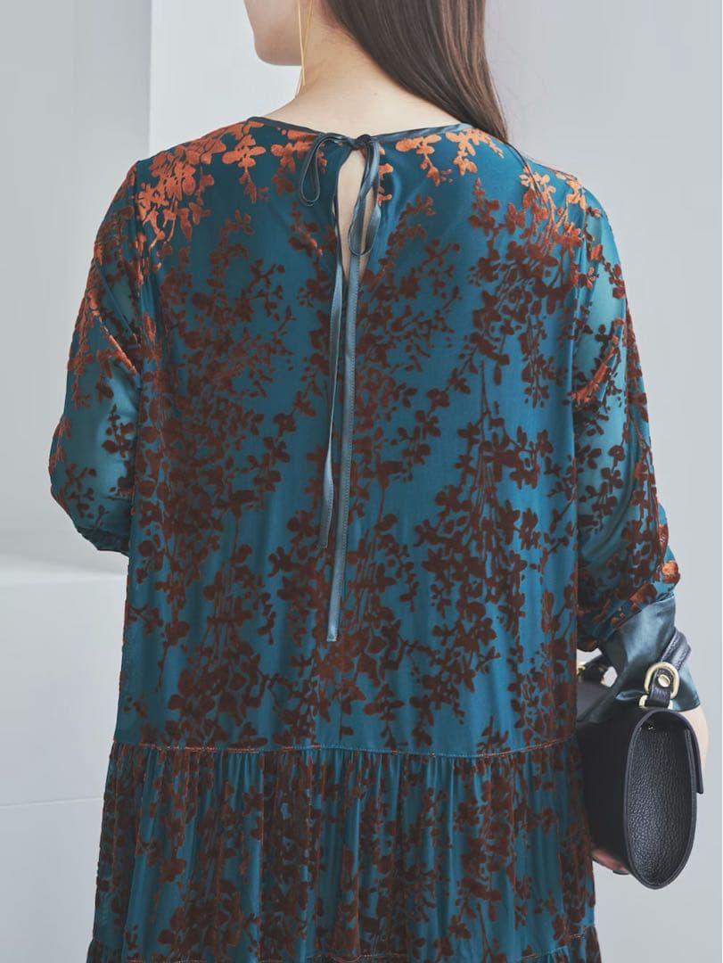 ROSSO フロッキープリントティアードワンピース