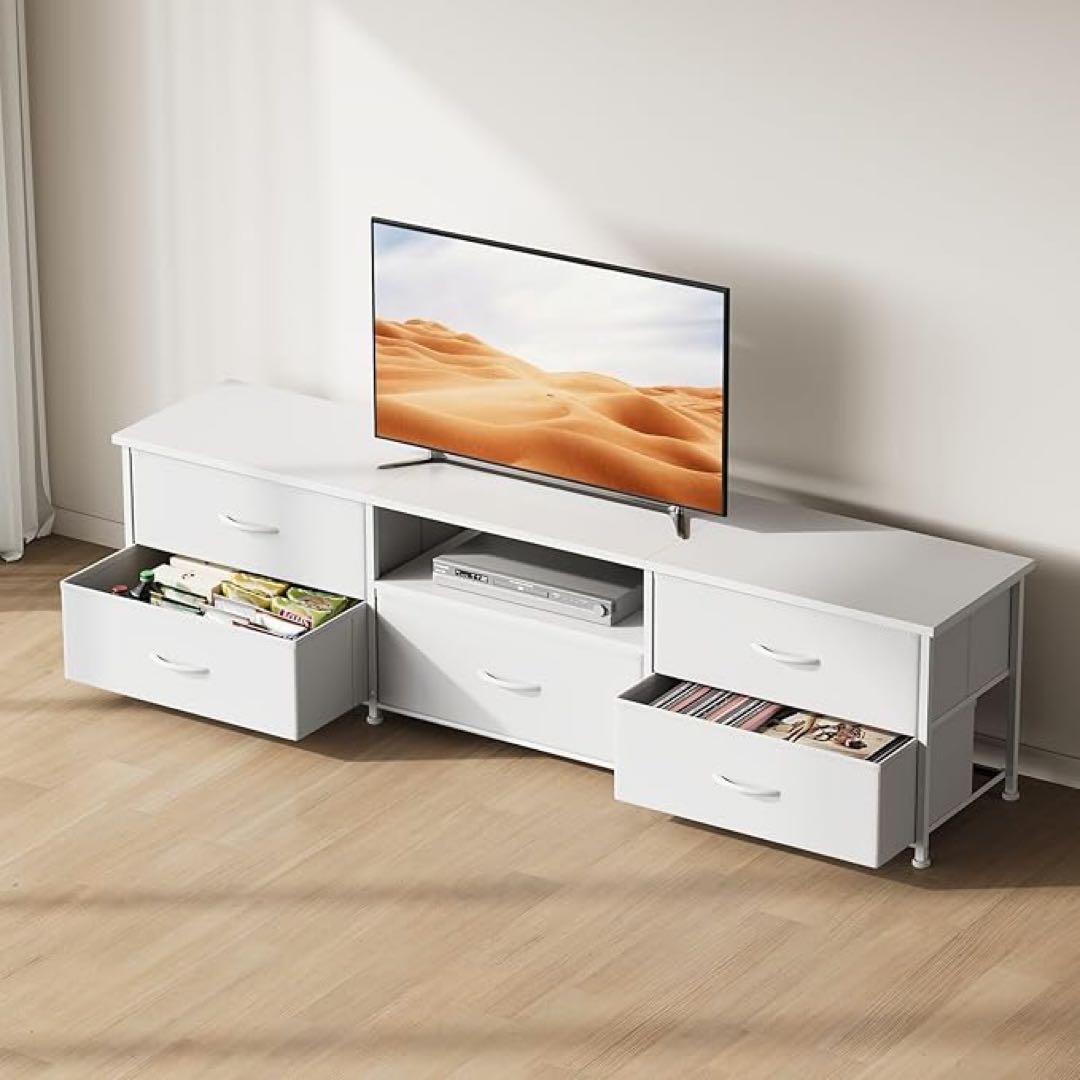 テレビボード55型対応収納付きローボード 引き出付幅150×奥行35×高さ40白