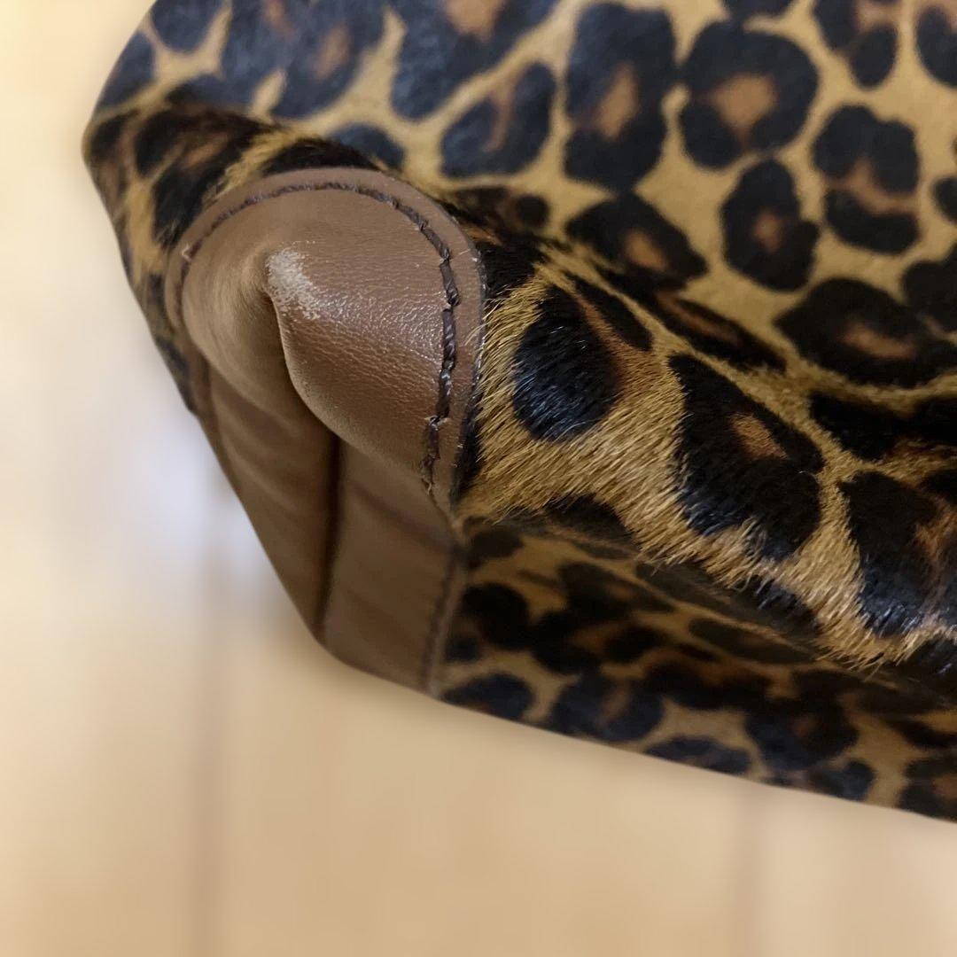 バーバリー　ヒョウ柄ハラコショルダーバッグ