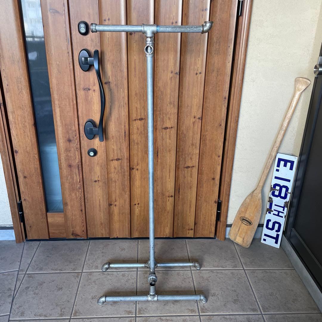 インダストリアル 鉄製 配管パイプ T字ハンガーラック 無骨 シャビー