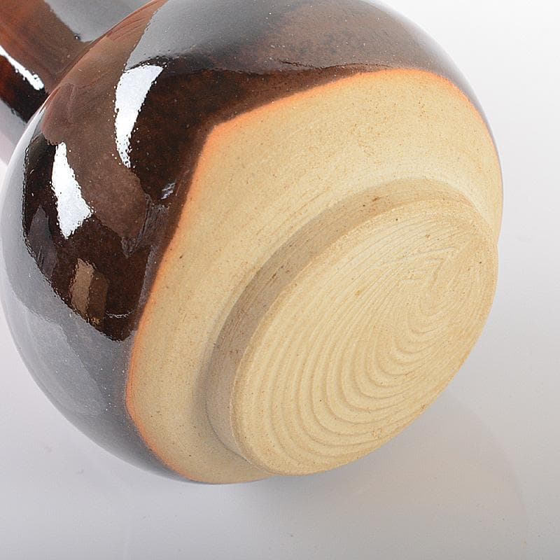 茶道具　京焼　清水焼　桶谷定一作　鶴首茶入　仕覆付　共箱　V　R6206