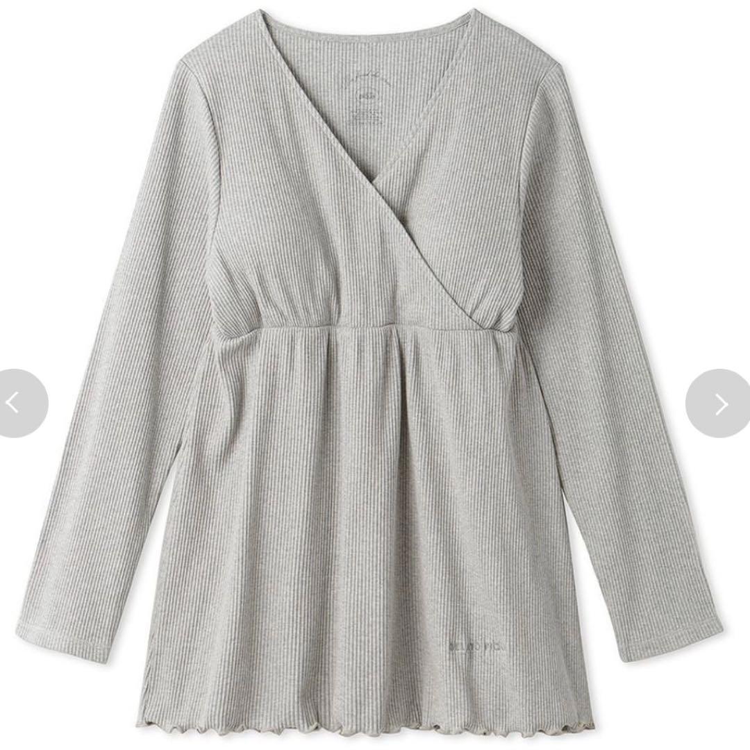 ジェラートピケ マタニティ リブパジャマ セット グレー ジェラピケ