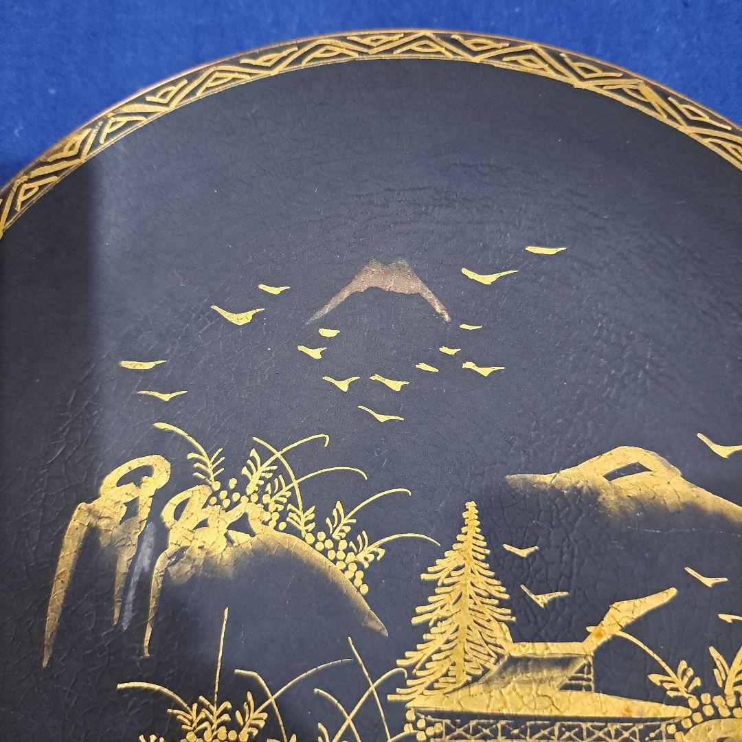 薩摩　江戸　極上島津献上品　　純金黒金彩蒔絵　飾り皿　　島津丸十文印