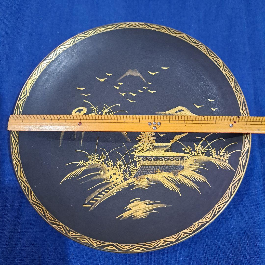 薩摩　江戸　極上島津献上品　　純金黒金彩蒔絵　飾り皿　　島津丸十文印