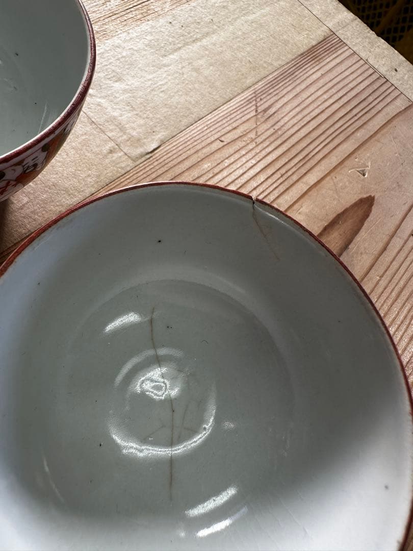 九谷焼6点セート，茶具，茶器，古九谷，百壽老人，赤繪，骨董，インテリア，九谷焼，