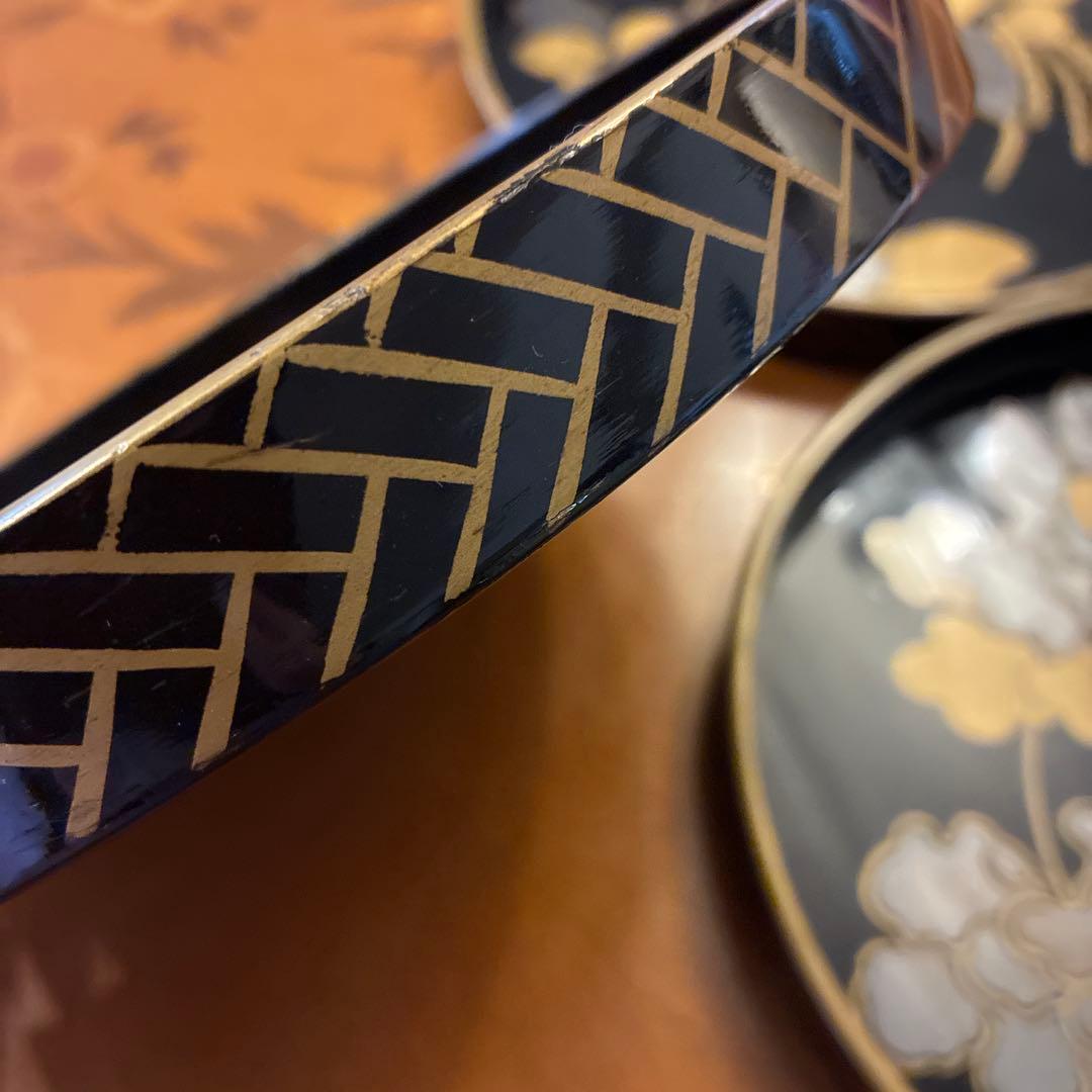 最終価格　漆器　丸盆　3枚　江戸期