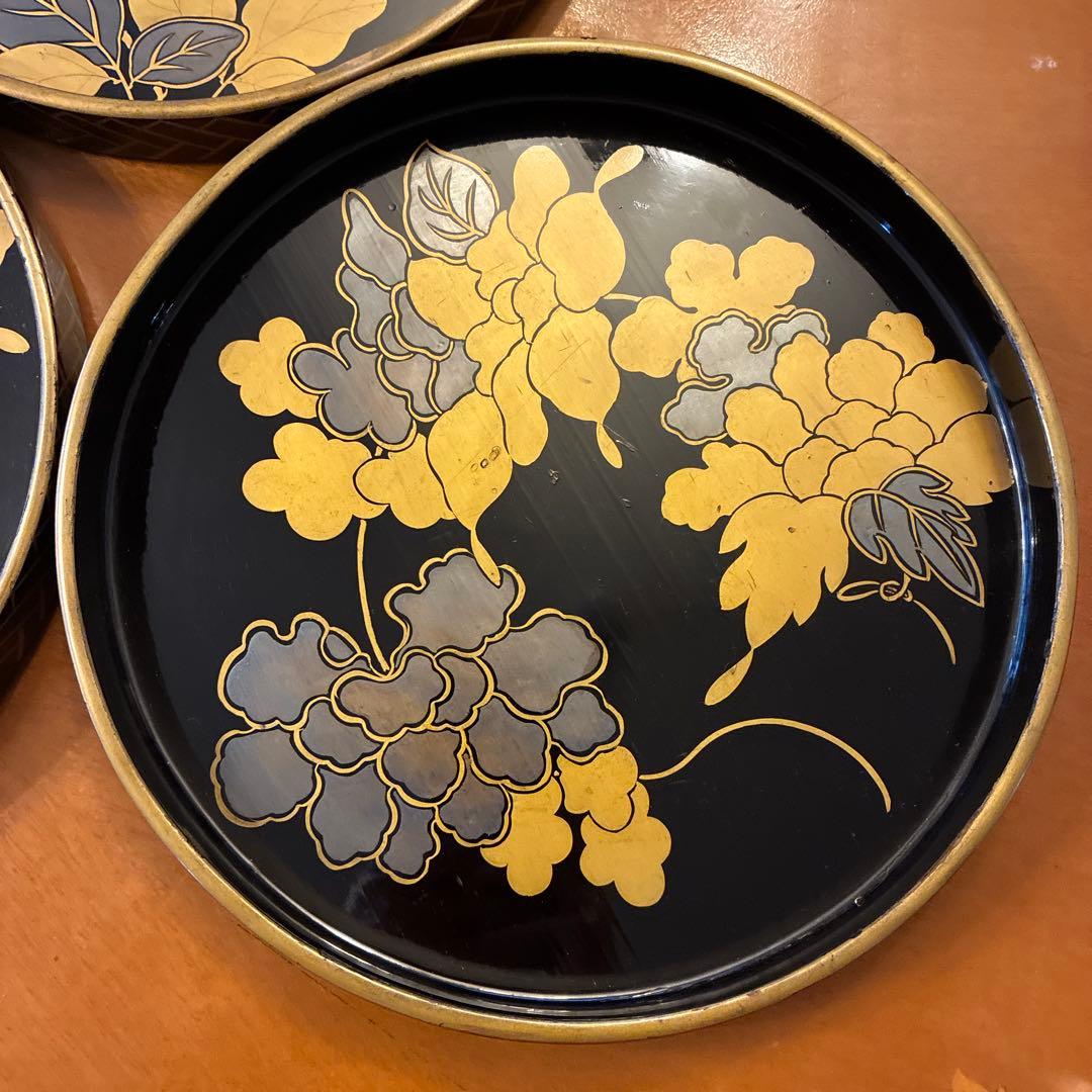 最終価格　漆器　丸盆　3枚　江戸期