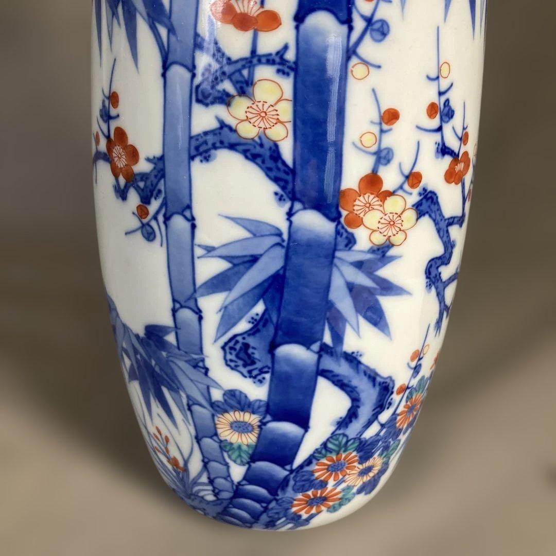 【市川光春】色鍋島の伝統　鍋島藩窯　名窯　御庭焼　市川光春作　錦竹梅菊文　花瓶