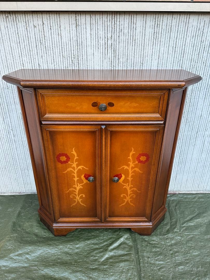 【コンソール】イタリア　象嵌　キャビネット　収納　花台　飾り台　アンティーク◎