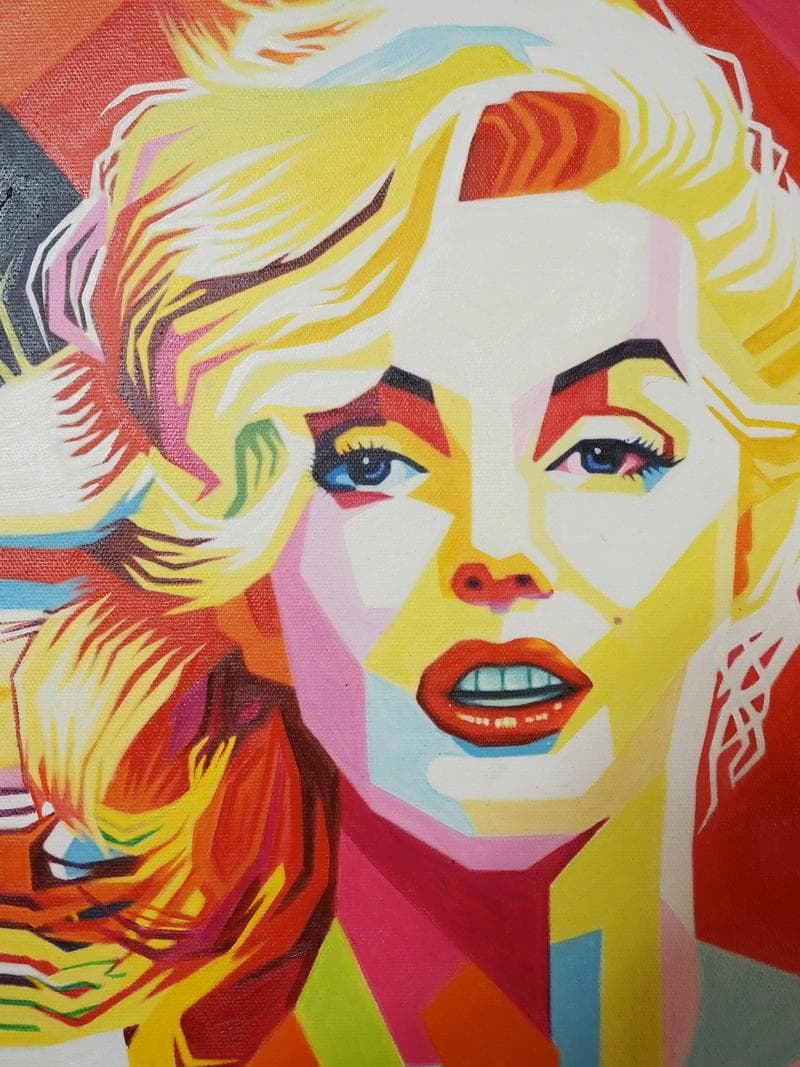 油絵　アンディ・ウォーホル　モンロー　人物画　F6　額付き　手描き　肉筆