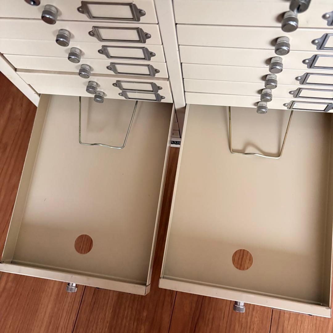 ヴィンテージ plusスチール製　引出し　 左右10段 古道具　収納　小物入