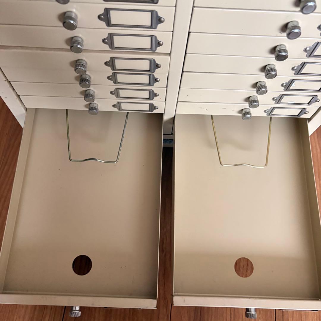 ヴィンテージ plusスチール製　引出し　 左右10段 古道具　収納　小物入