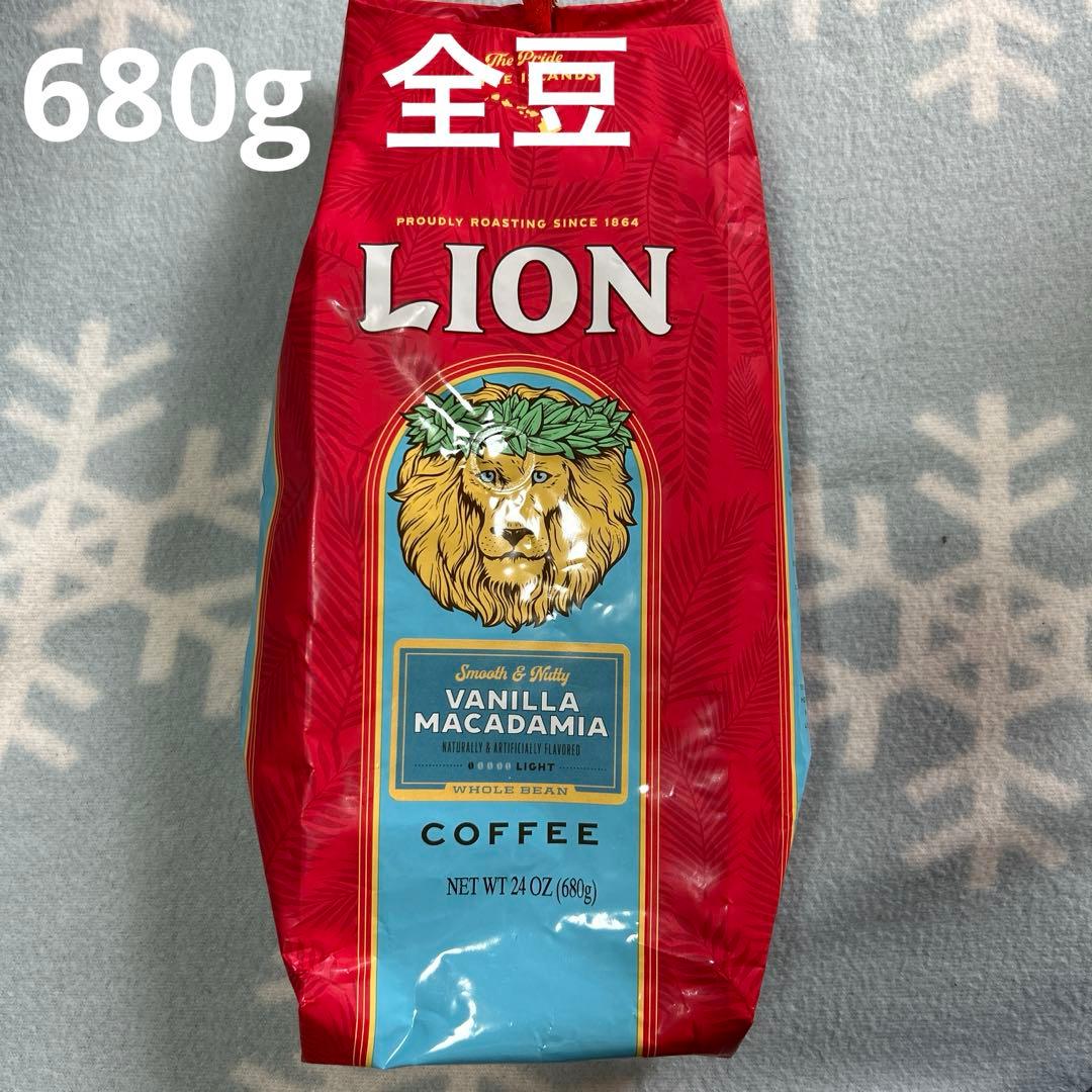 ハワイ　ライオンコーヒー全豆　バニラマカダミアフレーバー　大容量　680g