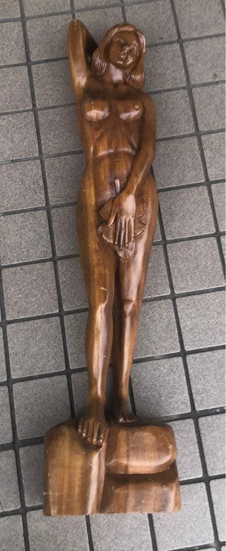 ⬛️ デカっ！　背が高っ！⬛️ 木製　木彫り　裸体 ヌード 彫刻！⬛️ 台座付き！