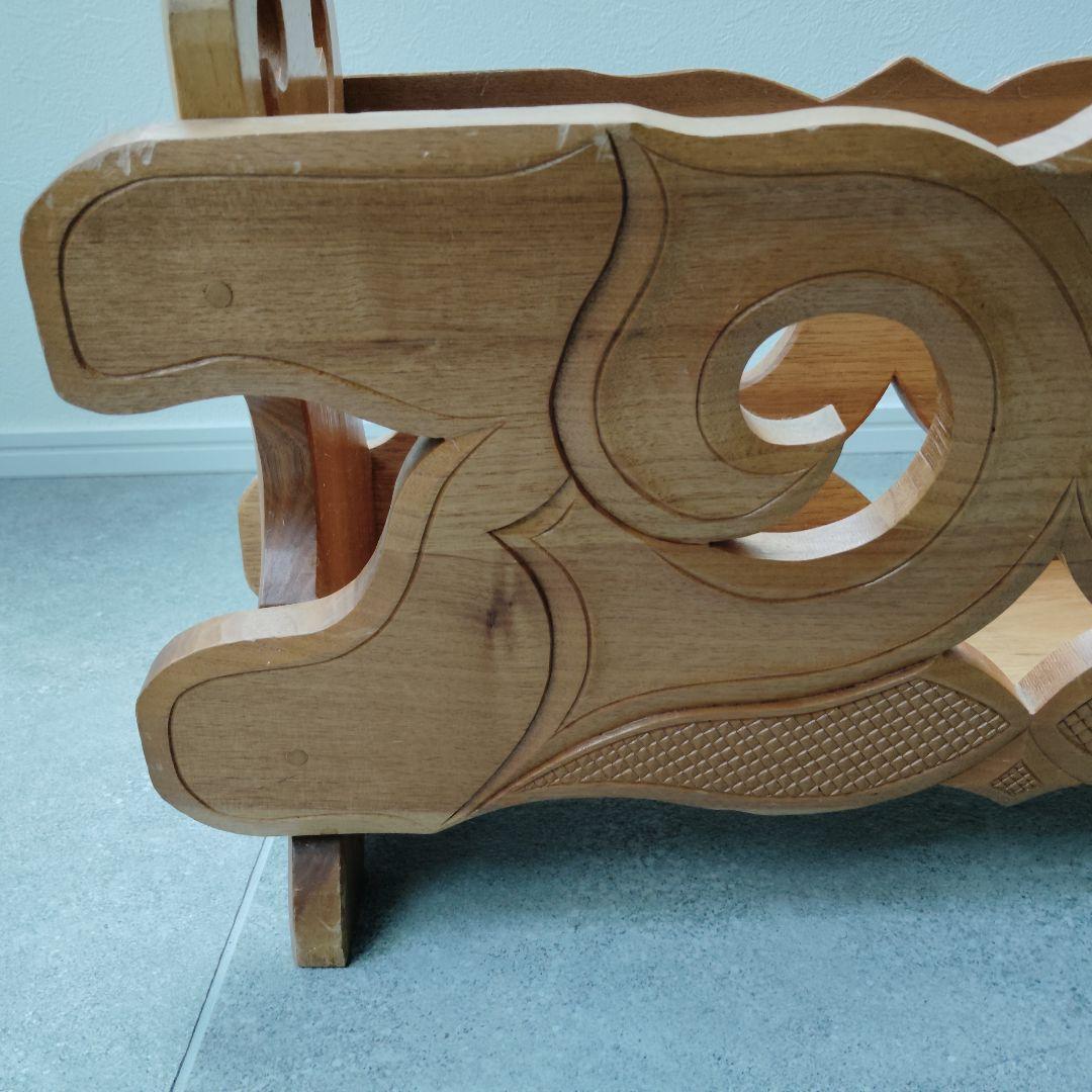 アイヌ紋様　木彫　マガジンラック　木製小物入れ　伝統工芸　民藝