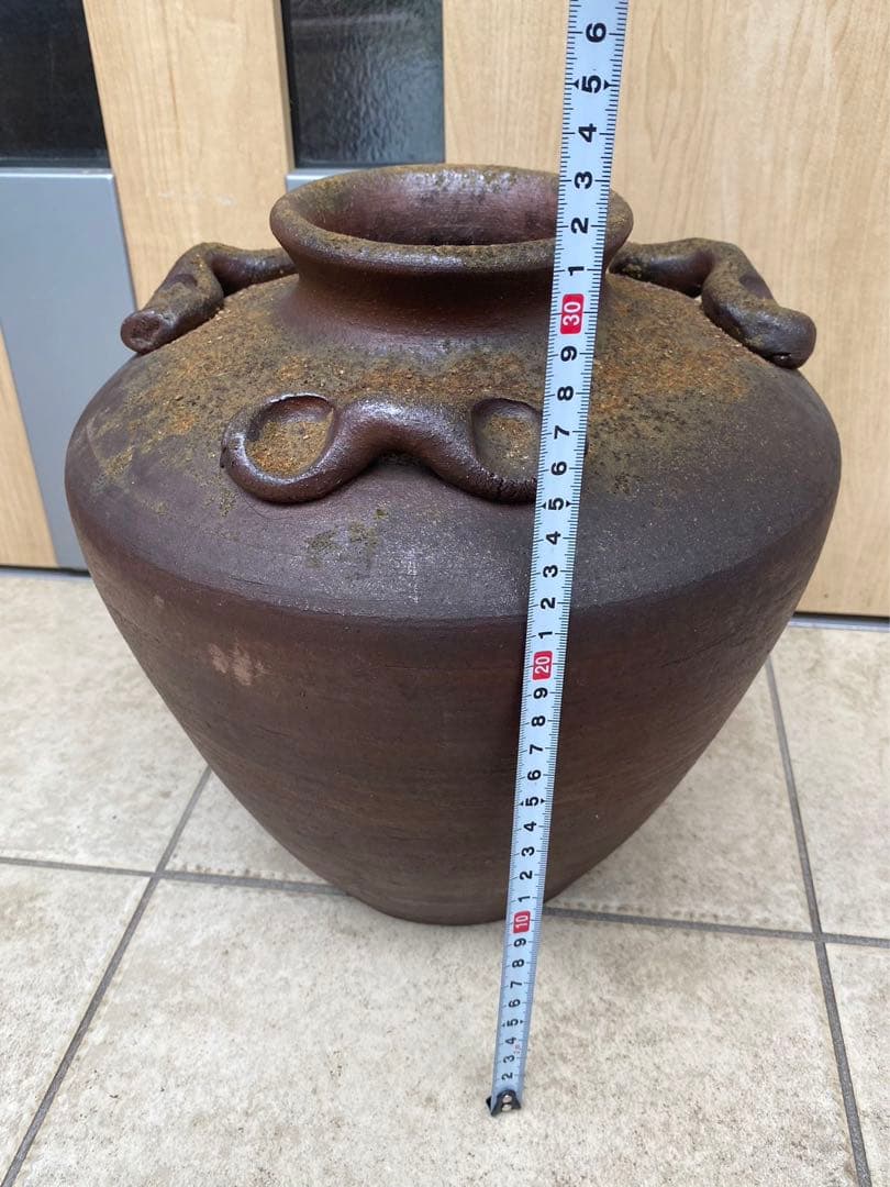 常滑燒備前焼三耳壺花瓶花器壺骨董