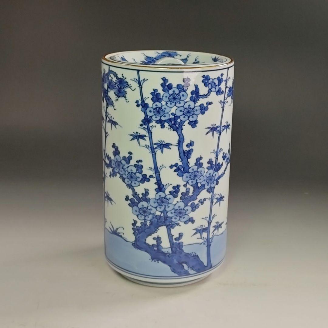 ウ293 水指『平安　龍岳造』『染付松竹梅　中置　水指　共箱』茶道具